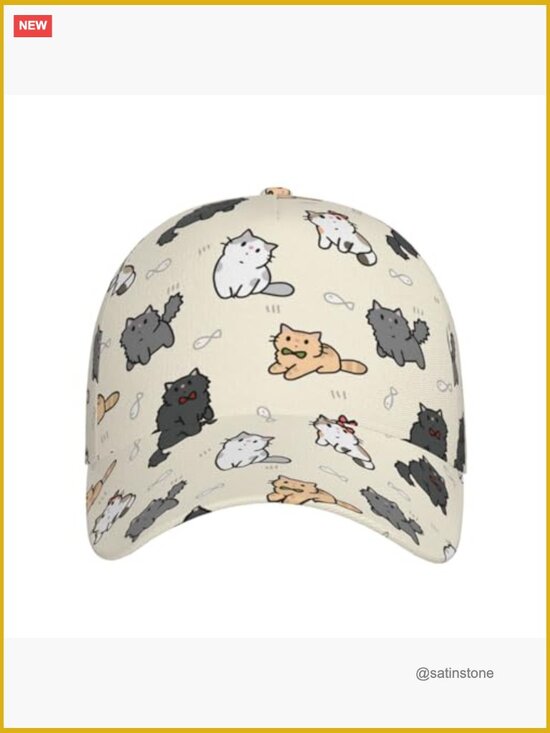 Cat Baseball Snapback Hat Adjustable Unisex Cap main image 7